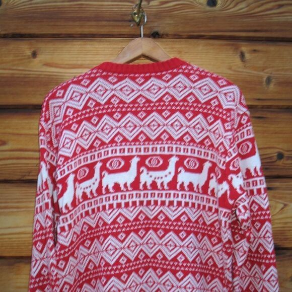 NWOT Red White Cotton Llama Ugly Christmas Sweater - Picture 6 of 7